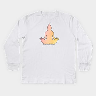 Sunset Buddha (Dark Text) Kids Long Sleeve T-Shirt